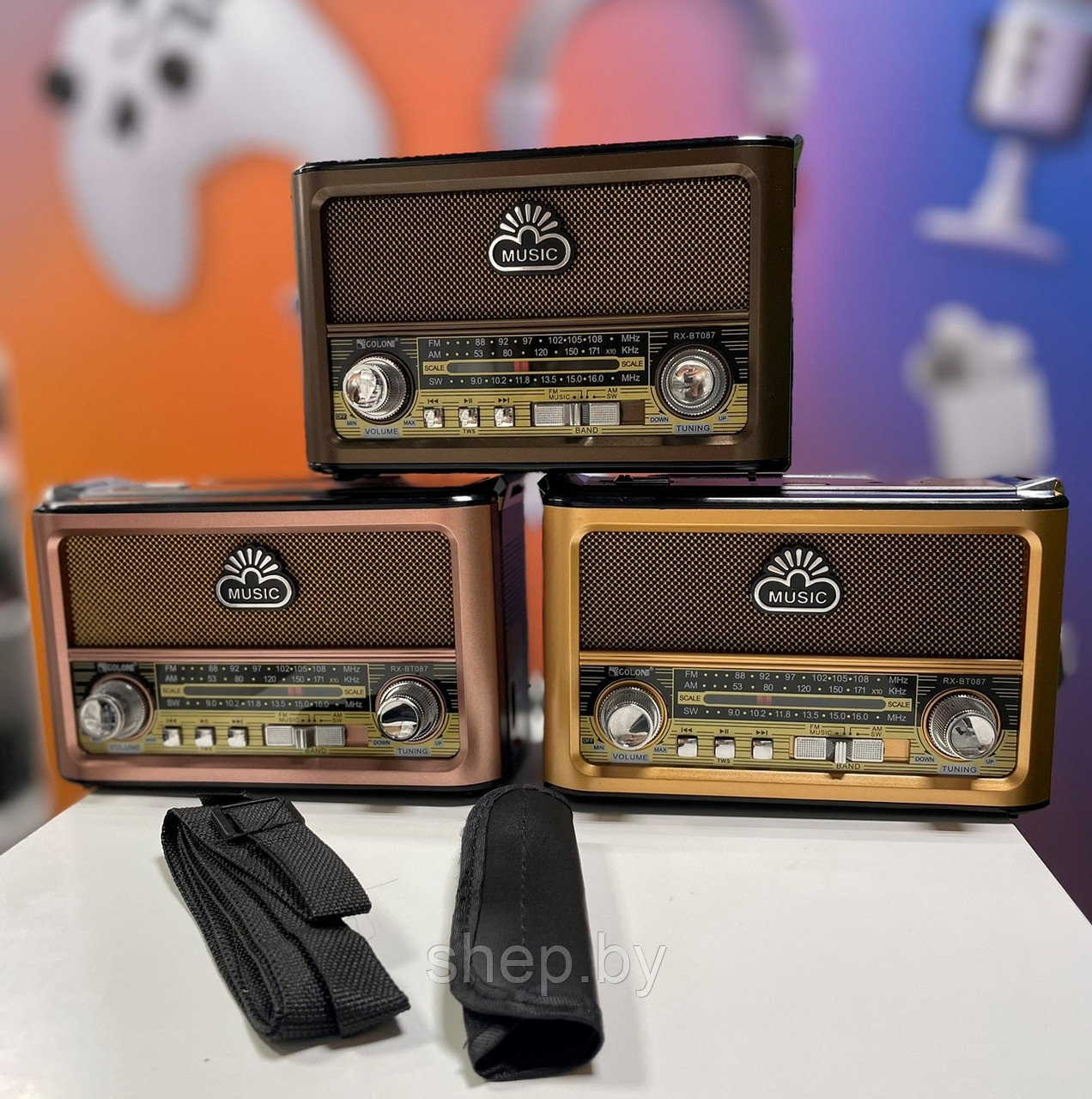 Радиоприёмник Golon RX-BT-087 FM/AM/SW,USB/SD,Bluetooth, фонарик, цвет: 3 цвета - фото 3 - id-p213461145