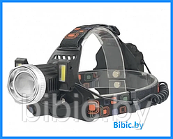 Фонарь налобный YM-167-Т6 (АКБ+USB) до 1км, фонарик светодиодный на голову лоб, мощный, 4 режима