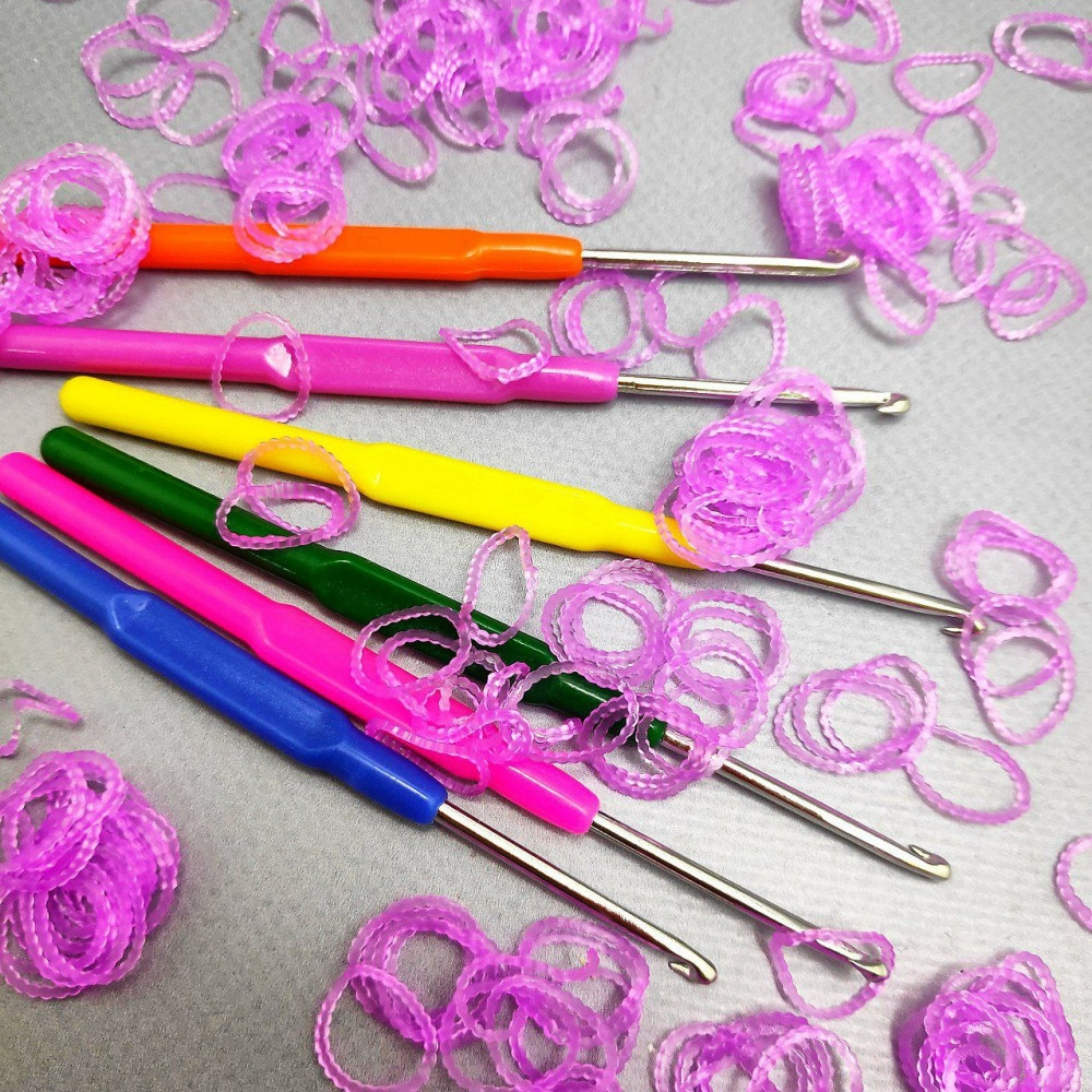 Набор для плетения резиночек с крючками / 6000 резиночек, 6 металлических крючков / Плетение браслетов, создан - фото 7 - id-p213463427