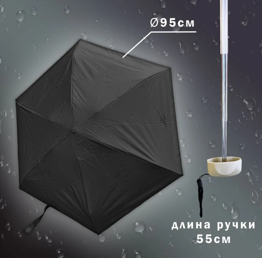 Мини зонтик для сумки UV UPF50+ карманный полуавтомат - фото 8 - id-p205917376
