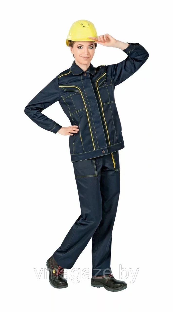 Рабочая куртка, женская Леди Сатурн (с отделкой, цвет темно-синий) - фото 3 - id-p213464389