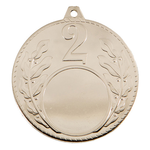 Медаль 5 см   2 место  без ленты ,055-2 Серебристый