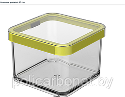 Контейнер для хранения Loft Premium 0,5 л квадрат, прозрачный/лайм