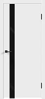 Дверное полотно Эмаль Flat Z1 600х2000 цвет Белый стекло Лакобель черное
