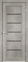 Дверное полотно Экошпон NEXT 1 600х2000 цвет Муар светло-серый стекло Лакобель черное