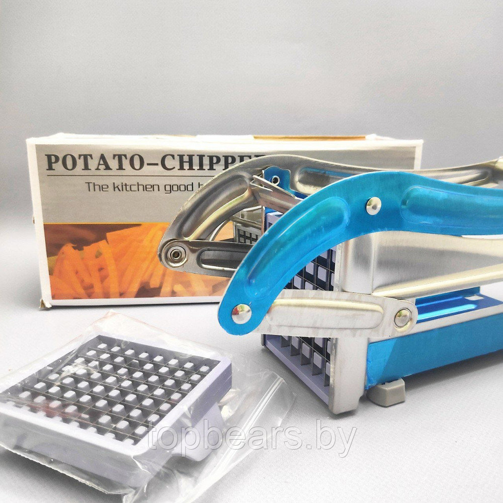 Ручная картофелерезка Potato Chipper / Слайсер для картошки фри / 2 насадки из нержавеющей стали - фото 10 - id-p210198996