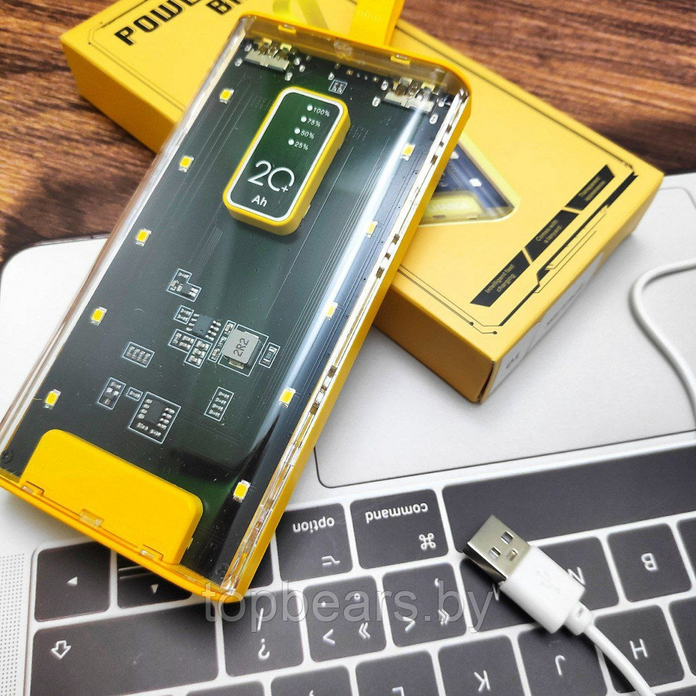 Портативное зарядное устройство Power Bank 10000mAh CYBERPUNK Style с индикатором батареи Желтый - фото 2 - id-p209905526