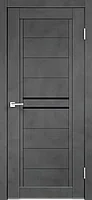 Дверное полотно Экошпон NEXT 2 600х2000 цвет Муар темно-серый стекло Лакобель черное