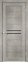 Дверное полотно Экошпон NEXT 2 600х2000 цвет Муар светло-серый стекло Лакобель черное