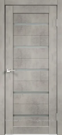 Дверное полотно Экошпон VISION 7 900х2000 цвет Муар светло-серый стекло Мателюкс, фото 2