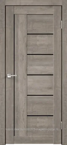 Дверное полотно Экошпон КАНЗАС со стеклом 800х2000 цвет Сталь стекло Лакобель черное, фото 2
