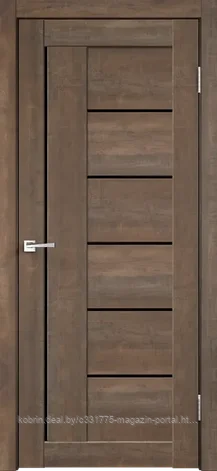 Дверное полотно Экошпон КАНЗАС со стеклом 800х2000 цвет Медь стекло Лакобель черное, фото 2