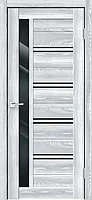 Дверное полотно Экошпон XLINE 1 900х2000 цвет Клён айс стекло Лакобель черное