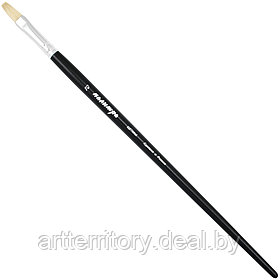 Кисть щетина, плоская №10, длинная черная ручка "ПАЛИТРА"