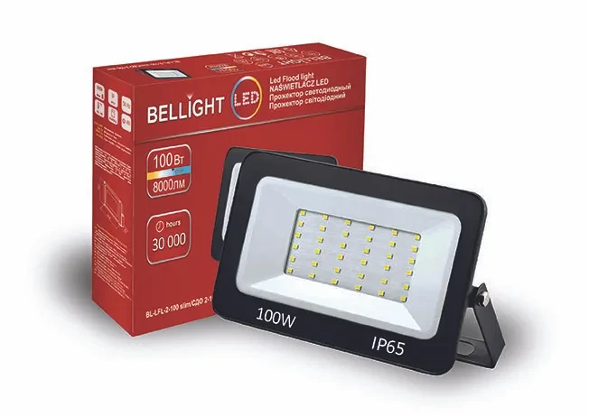 Прожектор светодиодный BELLIGHT 100W, IP65, 6500K, Slim - фото 2 - id-p211057199