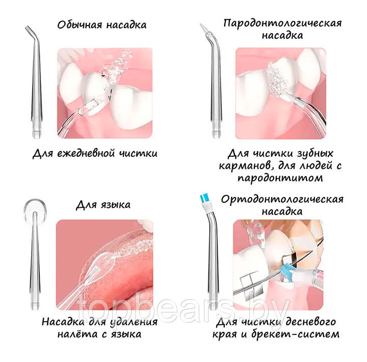 Ирригатор (флоссер) для гигиены полости рта Oral Irrigator 4 сменные насадки - фото 10 - id-p213521560