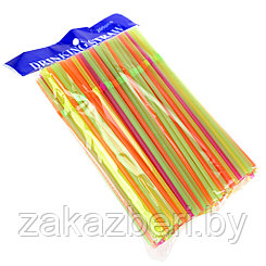 Трубочки для коктейлей 21см, цветные, 200 штук в упаковке (Китай)