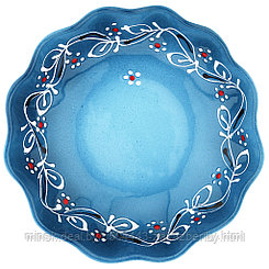 Салатник керамический "Волна" 500мл, д20см "Роспись", h5см, ярко-синий (Россия)