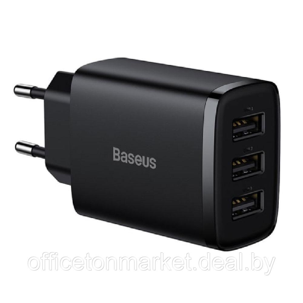 Сетевое зарядное устройство Baseus "CCXJ020101", Compact Charger 3U 17W, черный - фото 1 - id-p213531152
