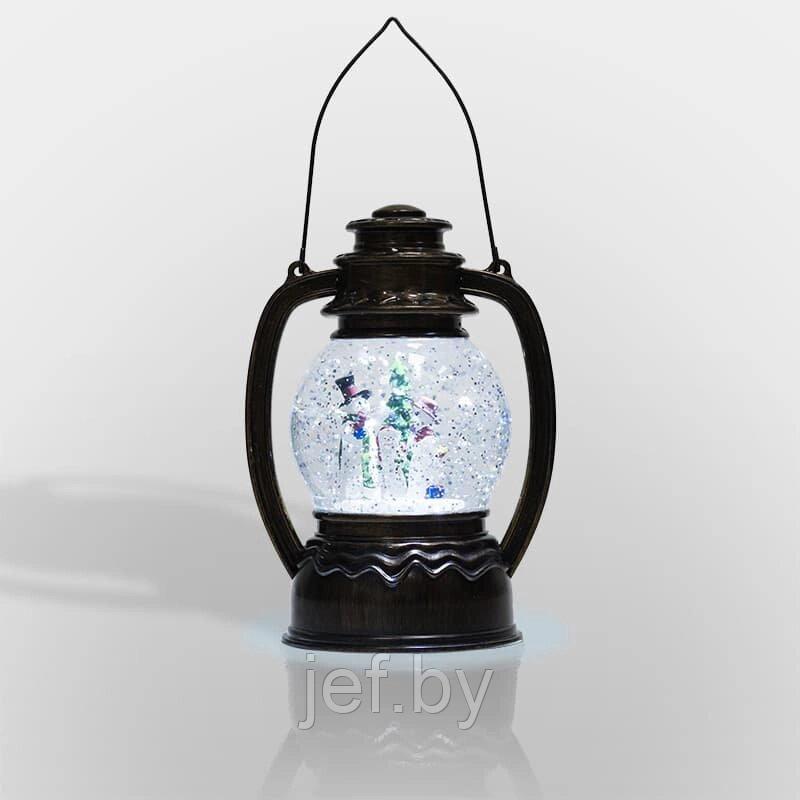 Декоративный фонарь с эффектом снегопада и подсветкой снеговики белый NEON-NIGHT 501-061 - фото 2 - id-p195483401