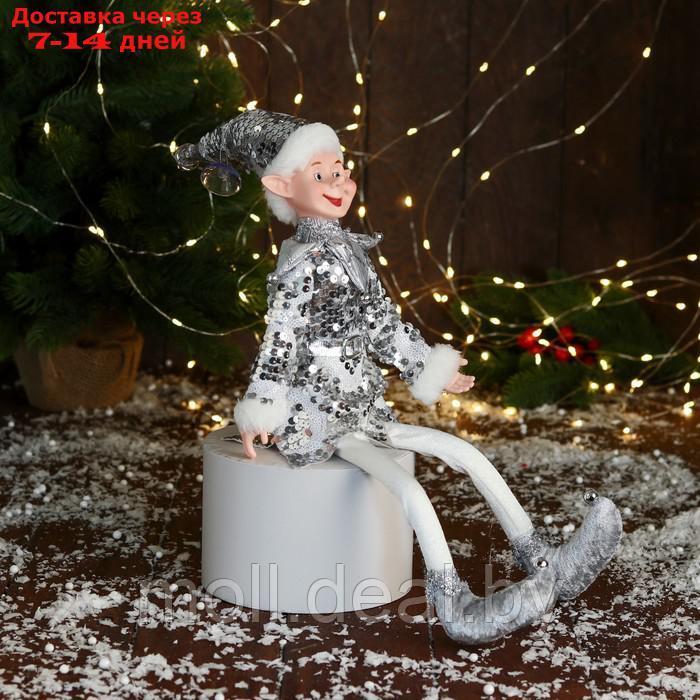 Новогодний шут "В блестящем костюмчике" 40 см, серебро - фото 2 - id-p213484588