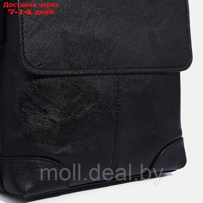 Сумка мужская, отдел на молнии, 2 наружных кармана, длинный ремень, цвет чёрный - фото 3 - id-p213486761