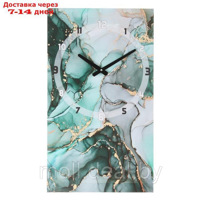 Часы-картина настенные, серия: Интерьер, "Зеленый мрамор", плавный ход, 35 х 60 см - фото 1 - id-p213482780