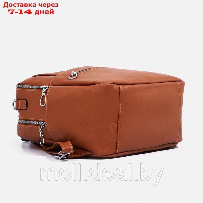 Рюкзак на молнии, 4 наружных кармана, сумка, цвет коричневый - фото 4 - id-p213484766