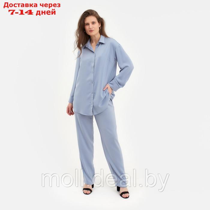 Костюм женский (рубашка, брюки) MINAKU: Silk pleasure цвет серо-голубой, размер 48 - фото 1 - id-p213486871