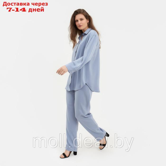 Костюм женский (рубашка, брюки) MINAKU: Silk pleasure цвет серо-голубой, размер 48 - фото 3 - id-p213486871