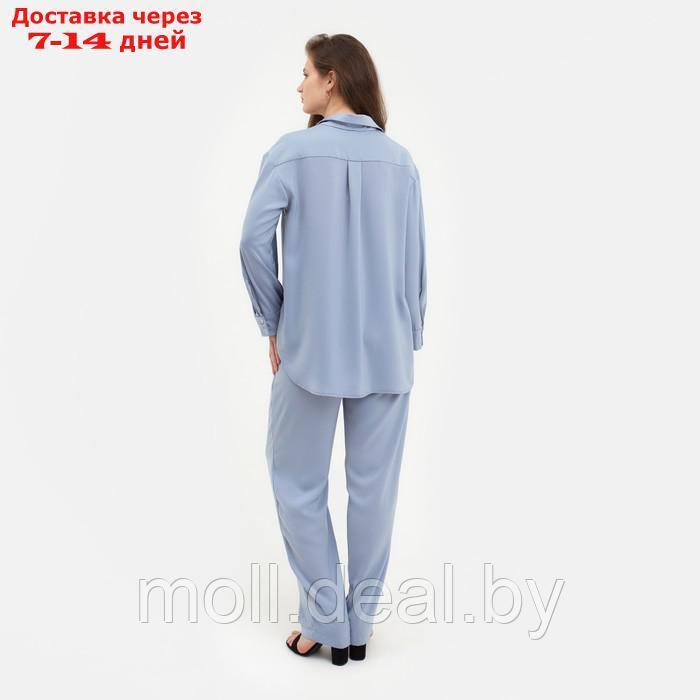 Костюм женский (рубашка, брюки) MINAKU: Silk pleasure цвет серо-голубой, размер 48 - фото 4 - id-p213486871