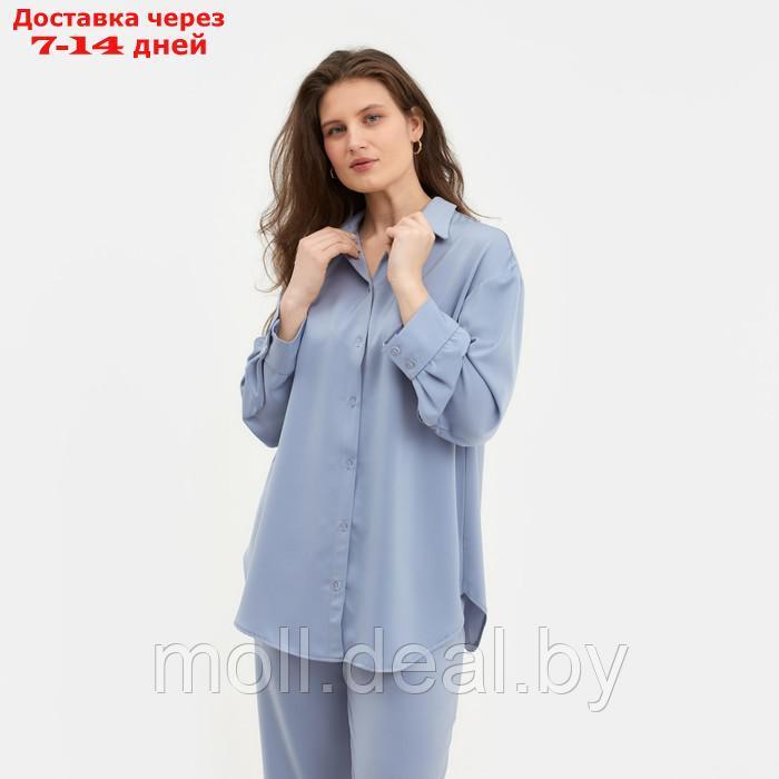 Костюм женский (рубашка, брюки) MINAKU: Silk pleasure цвет серо-голубой, размер 48 - фото 5 - id-p213486871