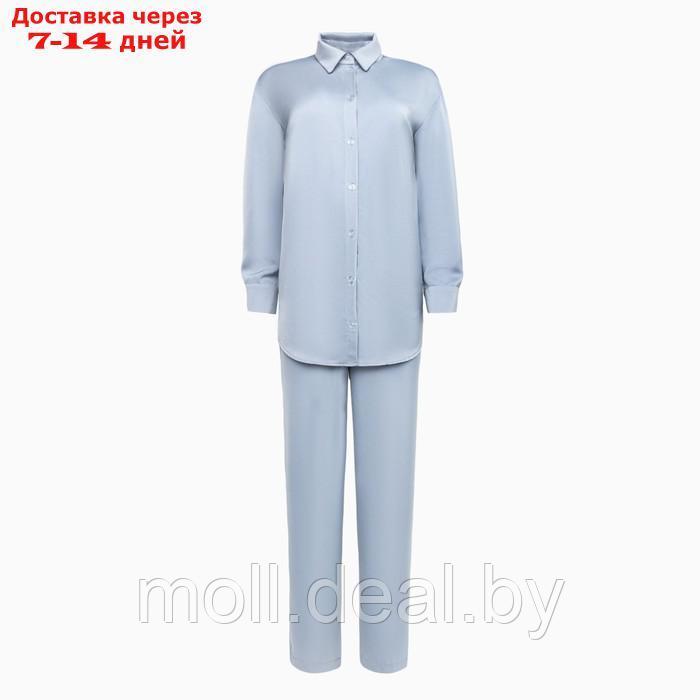 Костюм женский (рубашка, брюки) MINAKU: Silk pleasure цвет серо-голубой, размер 48 - фото 7 - id-p213486871