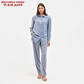 Костюм женский (рубашка, брюки) MINAKU: Silk pleasure цвет серо-голубой, размер 46