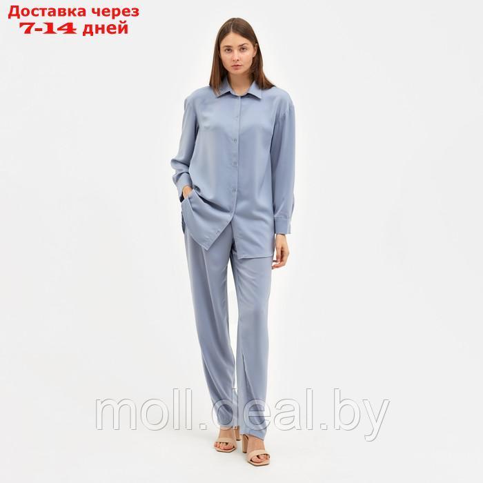 Костюм женский (рубашка, брюки) MINAKU: Silk pleasure цвет серо-голубой, размер 46 - фото 1 - id-p213486873
