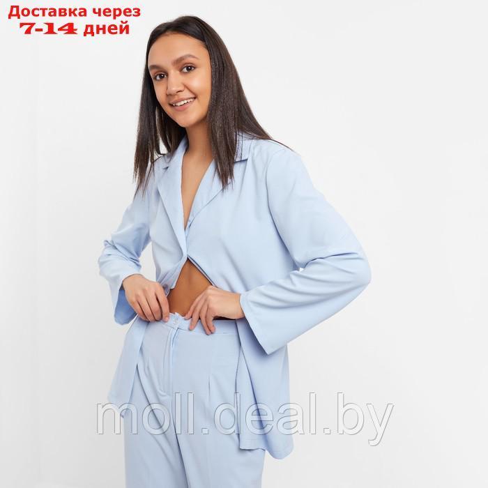 Костюм женский (жакет, брюки) MINAKU: Green trend цвет голубой, размер 48 - фото 6 - id-p213486877