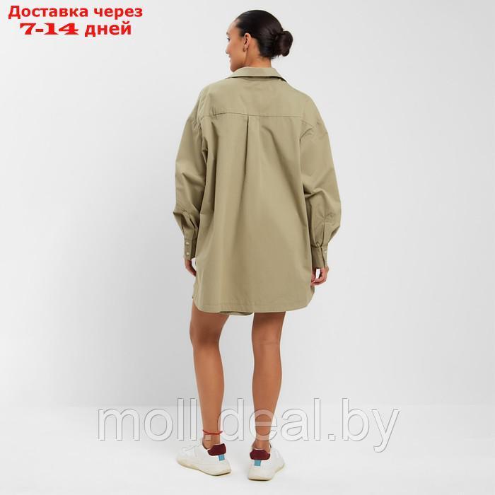 Костюм женский (рубашка, шорты) MINAKU: Oversize цвет зелёный, размер 44 - фото 4 - id-p213486890