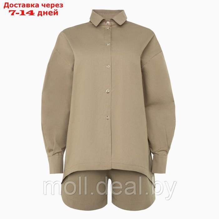 Костюм женский (рубашка, шорты) MINAKU: Oversize цвет зелёный, размер 44 - фото 7 - id-p213486890