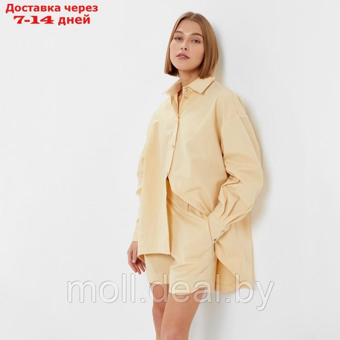 Костюм женский (рубашка, шорты) MINAKU: Oversize цвет бежевый, размер 46 - фото 1 - id-p213486892