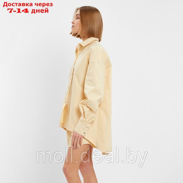 Костюм женский (рубашка, шорты) MINAKU: Oversize цвет бежевый, размер 46 - фото 4 - id-p213486892