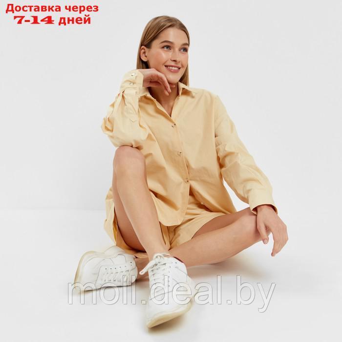 Костюм женский (рубашка, шорты) MINAKU: Oversize цвет бежевый, размер 46 - фото 7 - id-p213486892