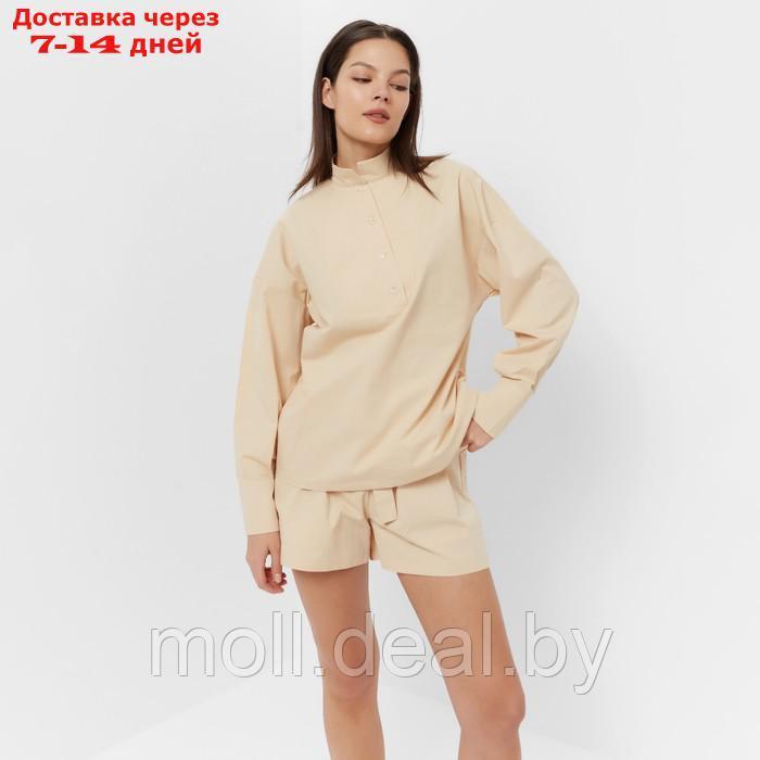 Костюм женский (блузка, шорты) MINAKU: Enjoy цвет бежевый, размер 42 - фото 6 - id-p213486894