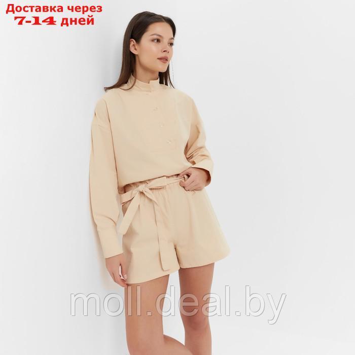 Костюм женский (блузка, шорты) MINAKU: Enjoy цвет бежевый, размер 42 - фото 7 - id-p213486894