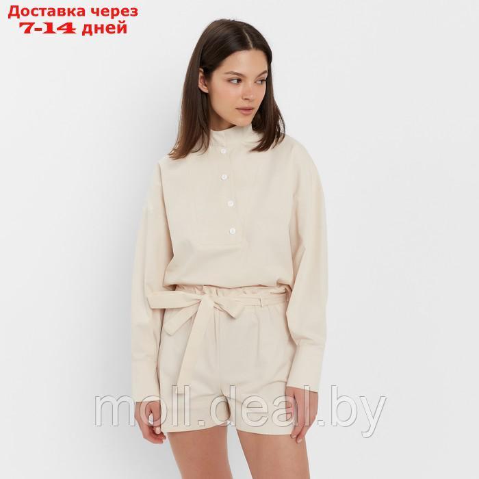 Костюм женский (блузка, шорты) MINAKU: Enjoy цвет молочный, размер 48 - фото 1 - id-p213486895