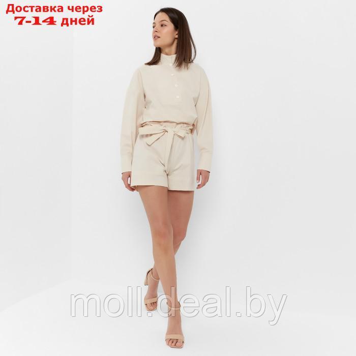 Костюм женский (блузка, шорты) MINAKU: Enjoy цвет молочный, размер 48 - фото 7 - id-p213486895