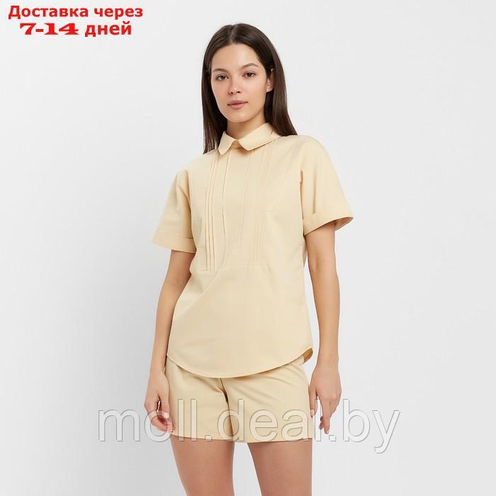 Костюм женский (рубашка, шорты) MINAKU: Enjoy цвет бежевый, размер 44 - фото 3 - id-p213486897