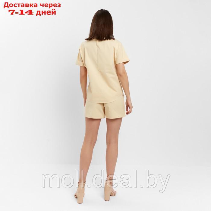 Костюм женский (рубашка, шорты) MINAKU: Enjoy цвет бежевый, размер 44 - фото 5 - id-p213486897