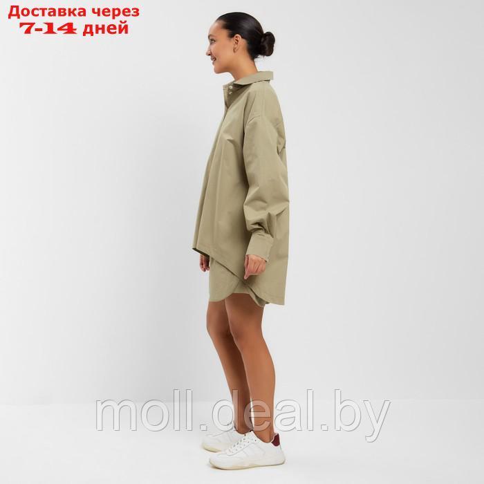 Костюм женский (рубашка, шорты) MINAKU: Oversize цвет зелёный, размер 46 - фото 3 - id-p213486899