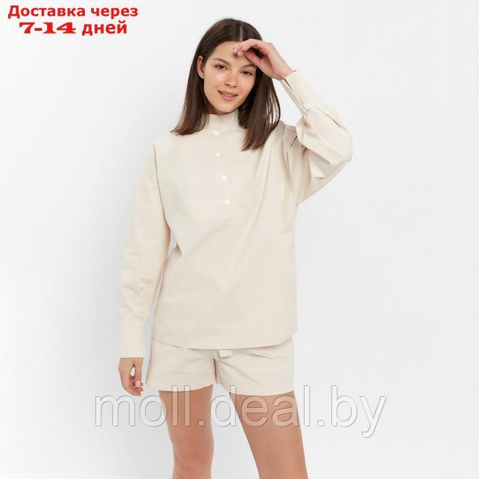 Костюм женский (блузка, шорты) MINAKU: Enjoy цвет молочный, размер 42 - фото 5 - id-p213486901