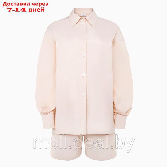 Костюм женский (рубашка, шорты) MINAKU: Oversize цвет молочный, размер 46 - фото 8 - id-p213486902